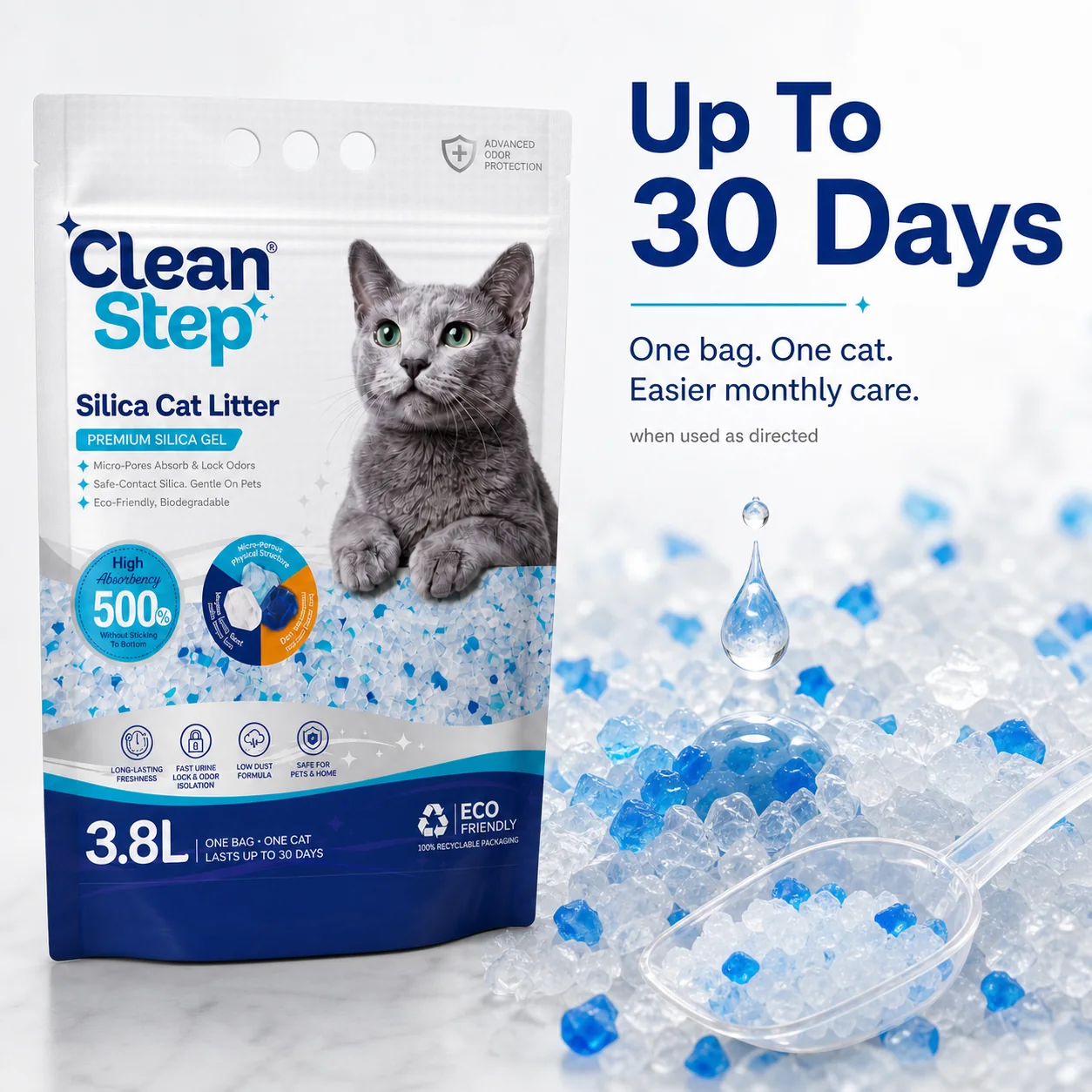 Cleanstep crystal cat litter main packaging image 3
