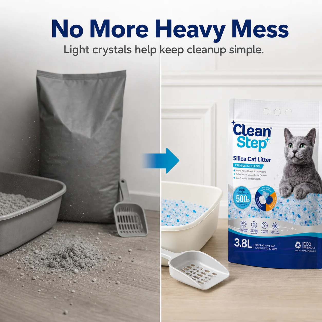 Cleanstep crystal cat litter main packaging image 4