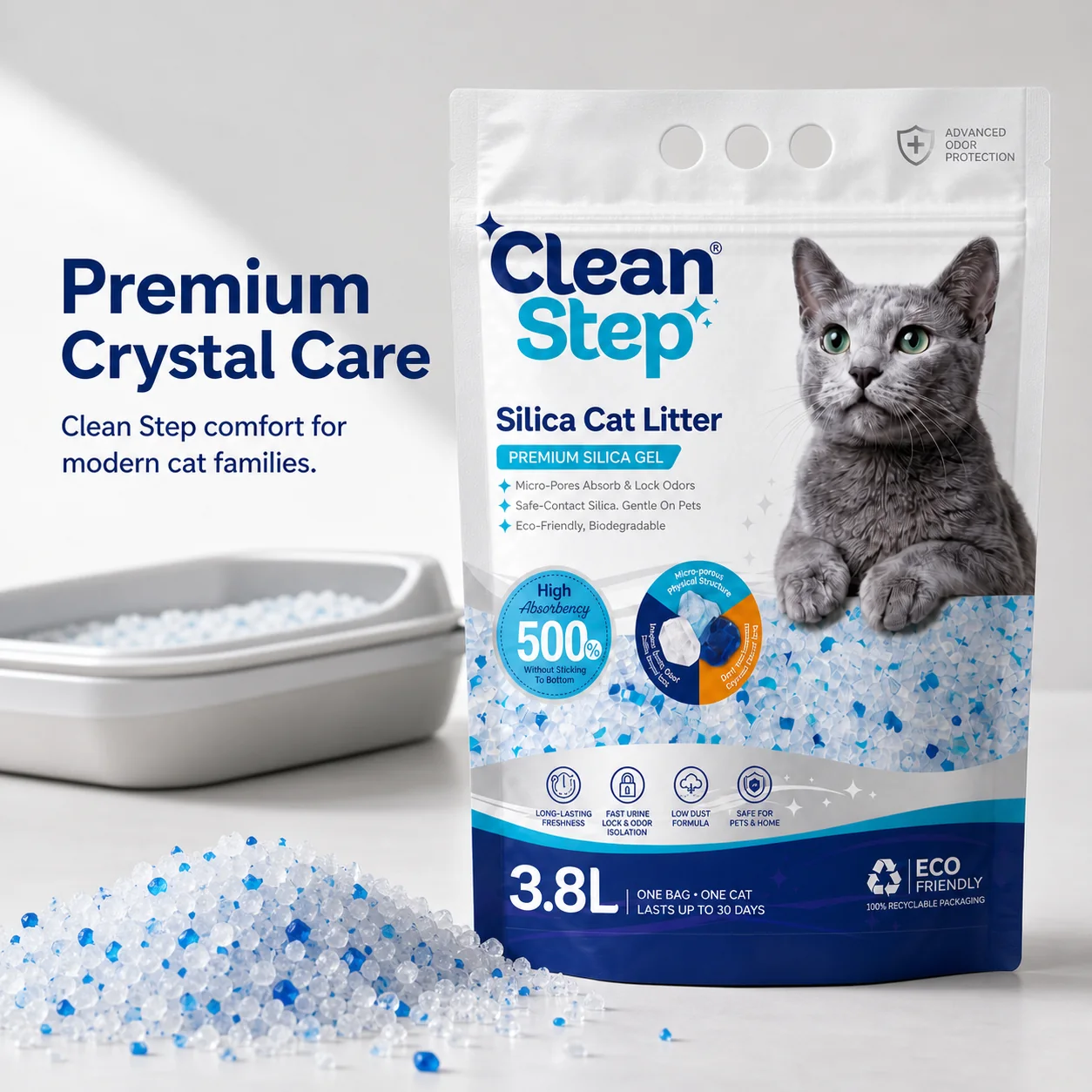 Cleanstep crystal cat litter main packaging image 5