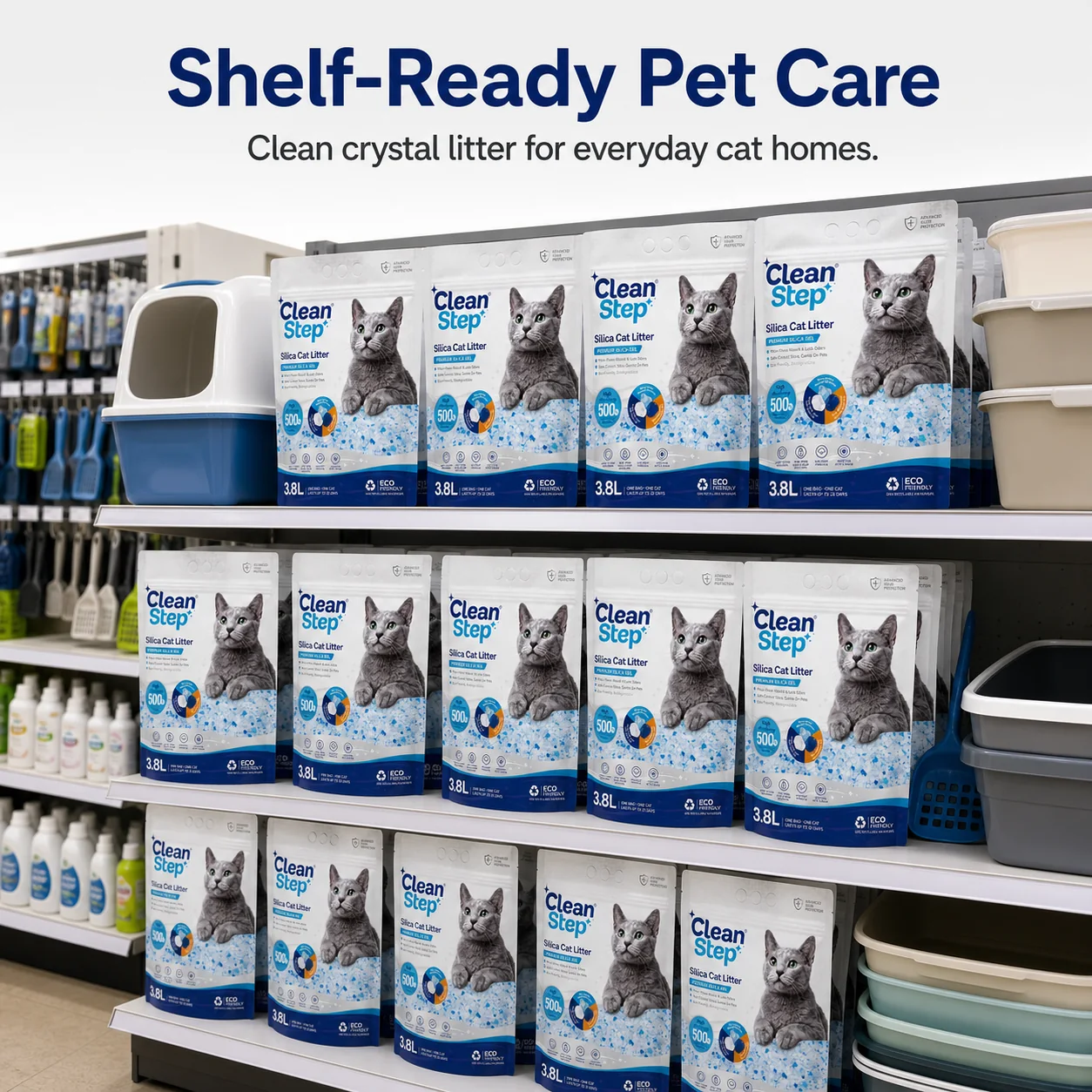 Cleanstep crystal cat litter main packaging image 6